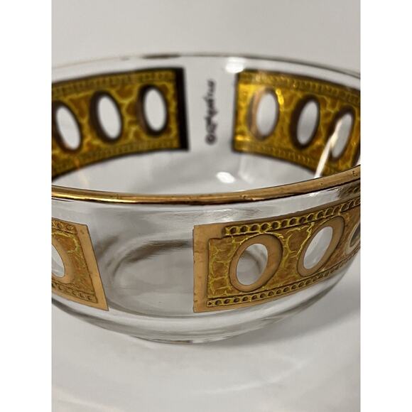 Vtg Culver Gold Antigua Glass Bowl Crackled MCM 5” Snack Trinket Candy Dish - Picture 13 of 16